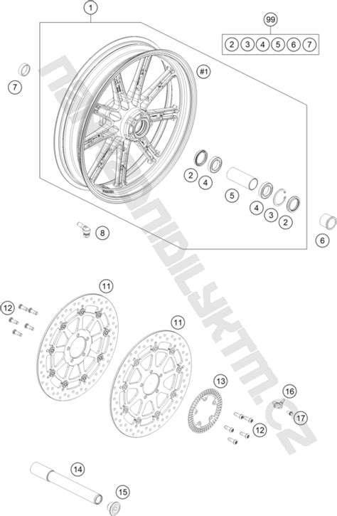 Náhradní díly KTM Schéma FRONT WHEEL pro model KTM Naked Bike