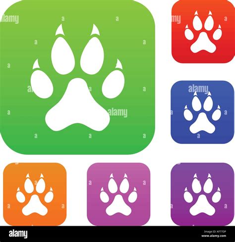 Cat paw set color collection Stock Vector Image & Art - Alamy