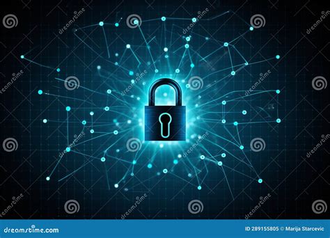 Cyber Security Concept Lock Symbol From Lines And Triangles Point