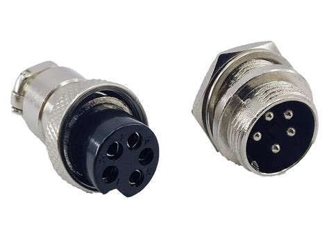 Esc 5 Pin Din Connector Male Female Metal Aviation Plug Socket Adapter 5 Pc