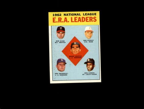 Topps Nl Era Leaders Koufax Shaw Purkey Gibson Drysdale Ex Mt