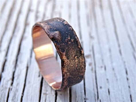 Rustic Bronze Ring Unique Cool Mens Ring Wood Grain Ring Etsy