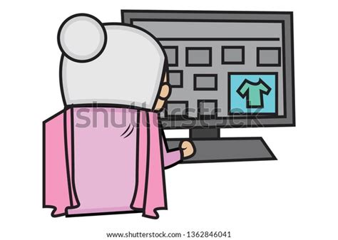 Vector Cartoon Illustration Cute Grandmother Working เวกเตอร์สต็อก