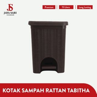 Jual Tong Tempat Kotak Sampah Injak Rattan Tabitha Liter Shopee