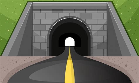 Free Vector Road Going Through Tunnel