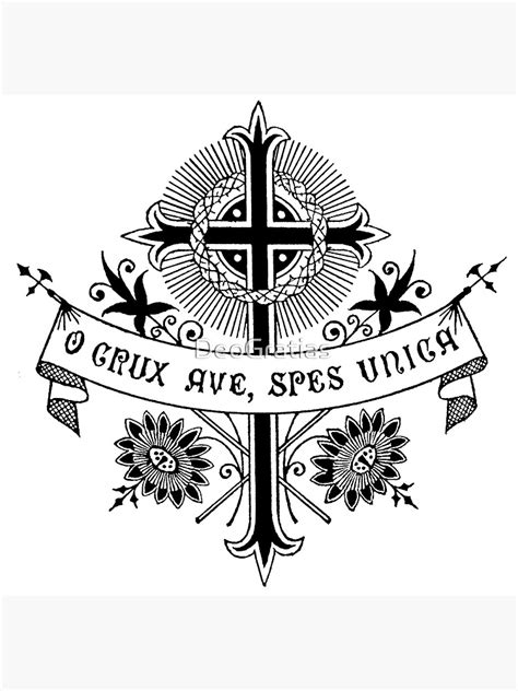 Cross O Crux Ave Spes Unica Black White Bkg Poster By