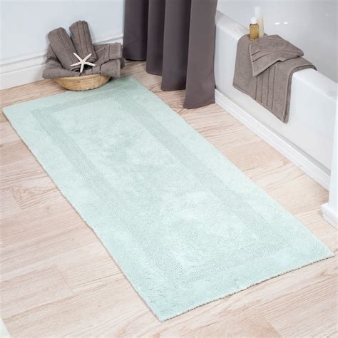 Hastings Home Bathroom Mats 60 In X 24 In Seafoam Cotton Bath Mat In