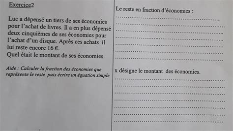 Exercice Le Re Luc A D Pens Un Tiers De Ses Conomies Pour L Achat