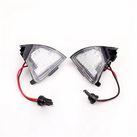 Pair Under Side Mirror Led Puddle Lights Courtesy Lamps White For Vw