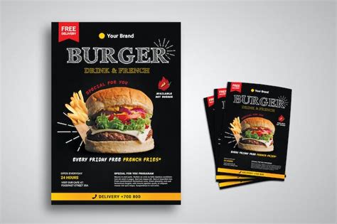 Burger Restaurant Promo Flyer Design Template Place