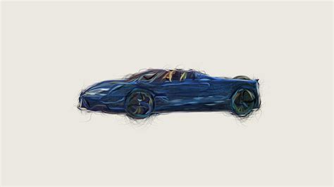 Pagani Huayra Roadster Car Drawing Digital Art By Carstoon Concept