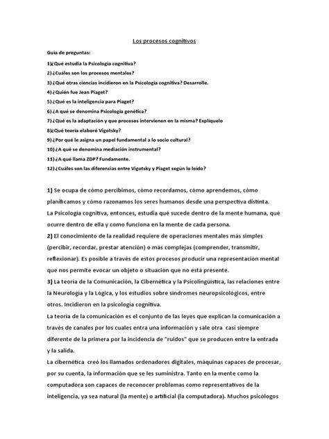 Procesos Cognitivos Pdf Sicología Mente