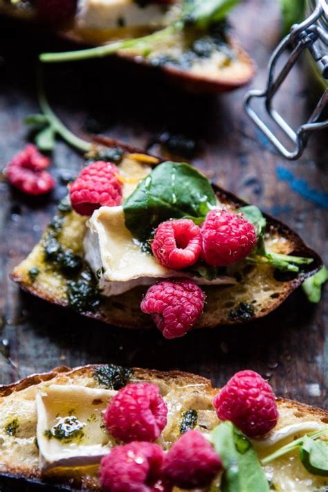 Honey Raspberry Brie Crostini With Basil Oil Halfbakedharvest