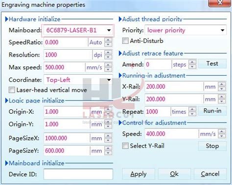 Laser Etcher Settings - starsfasr