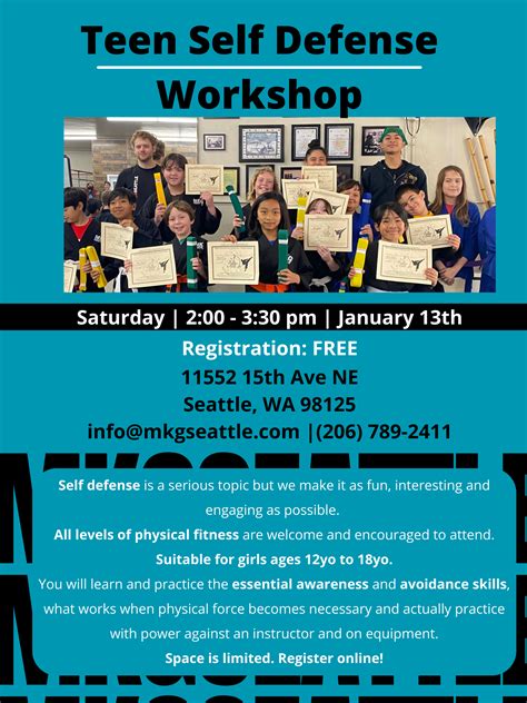 Teen Self Defense Workshop In North Seattle January Th Mkg