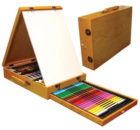 Mallette à Dessin 63 Pièces Dessin Peinture Jouets En Bois Educatif