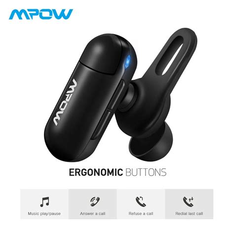 Mpow EM11 Mini Bluetooth Earphone Easy Volume Control Earphone Portable