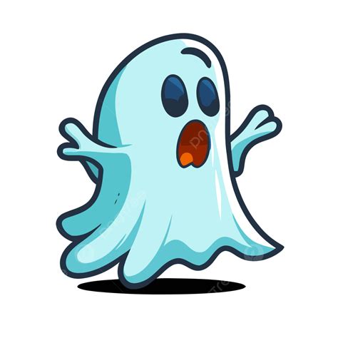 Ghost Cartoon Sticker Clipart White Ghost Cartoon Vector Isolated