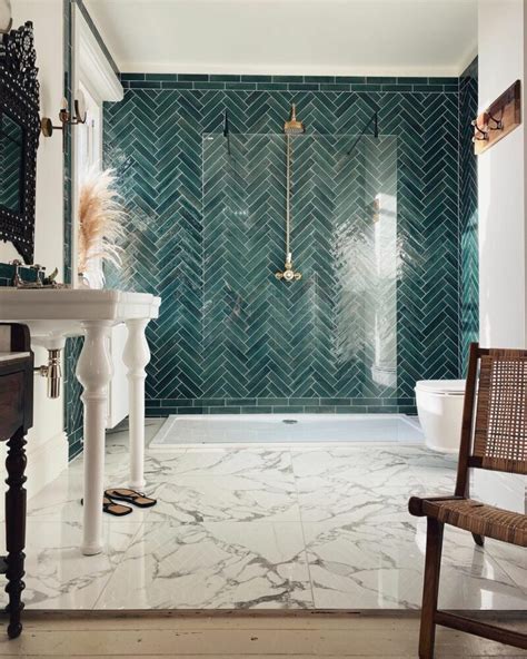 Herringbone Bathroom Tile Ideas Ways To Work The Statement Tile