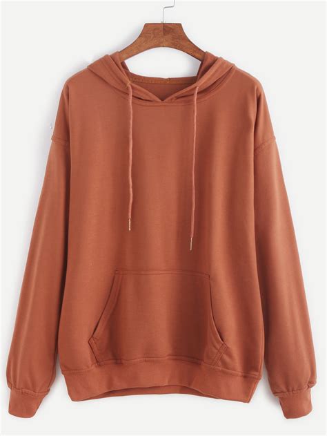 Drop Shoulder Hooded Drawstring Sweatshirt Shein Sheinside