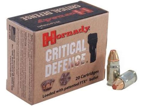 Hornady Critical Defense 9mm Luger 115 Gr Ftx H90250 25 Per Box