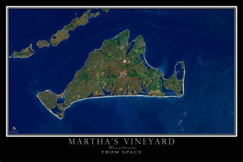 The Marthas Vineyard Massachusetts Satellite Poster Map Marthas