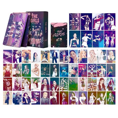 50 55pcs Black Pink Laser Holographic Lomo Cards The Girls Album Born