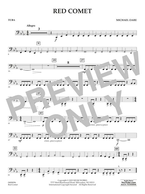 Red Comet Tuba Sheet Music Michael Oare Concert Band