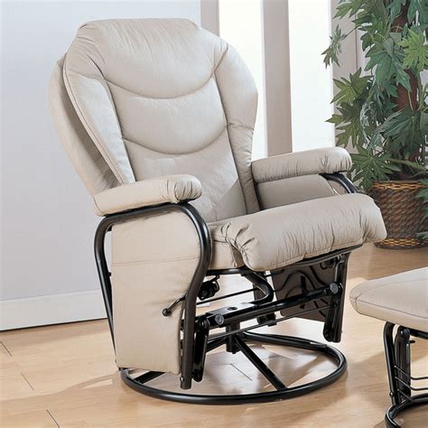 Upholstered Glider Recliner With Ottoman Beige