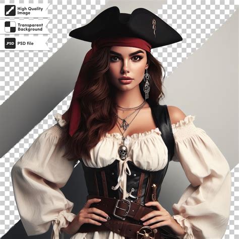 Premium Psd Psd Portrait Of A Woman Pirate On Transparent Background