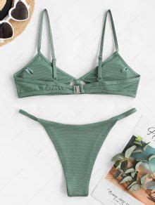 ZAFUL Textured Cutout String Bikini Swimwear In LIGHT GREEN ZAFUL 2024