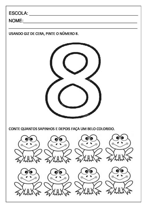Atividade com número 8 para educação infantil para imprimir