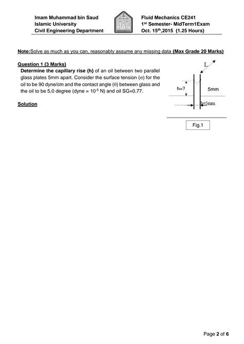 Solution Examen Parcial De Mec Nica De Fluidos Ingenier A Civil