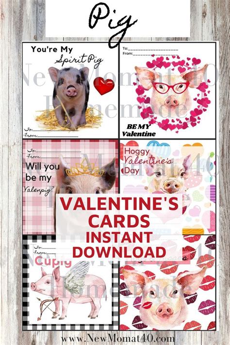 Pig Valentine Card Digital Download Pig Valentine Printable Kids Pig