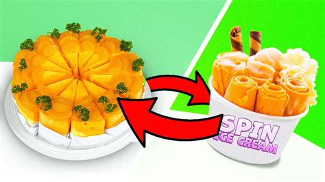 SPIN RED GREEN ORANGE CAKE ICE CREAM ROLL YouTube