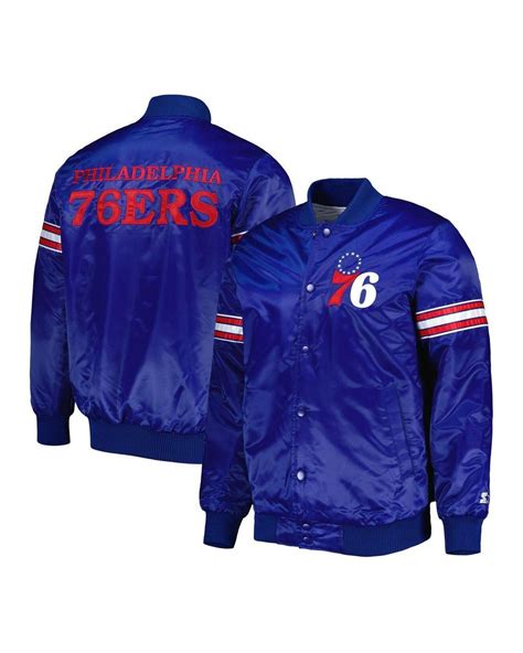 Starter Royal Philadelphia 76ers Pick And Roll Satin Full Snap Varsity Jacket In Blue For Men Lyst