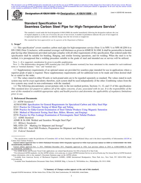 ASTM A106 A106M 11 Standard Specification For Seamless Carbon Steel