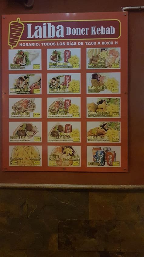 Carta Del Restaurante Laiba Doner Kebab Vecindario