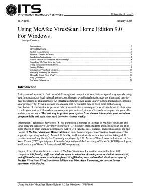 Fillable Online Hawaii Mcafee Virusscan Home Edition University Of