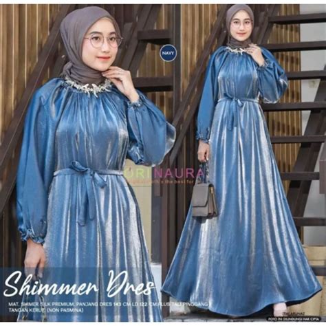 Jual Shimmer Dress Baju Gamis Wanita Terbaru Ootd Lebaran 2024 Bahan