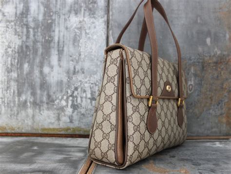 Gucci Beige Ebony Vintage Coated Canvas Satchel