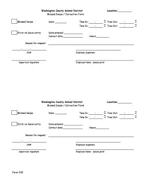 Fillable Online Missed Punch Correction Form Procedure Washington