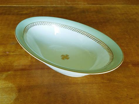 Noritake Oval Serving Bowl Pattern 5583 Mint Green And Gold S Like