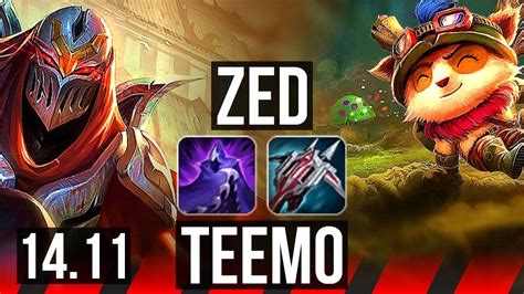 ZED Vs TEEMO TOP 13 1 3 Legendary 1300 Games KR Master 14 11