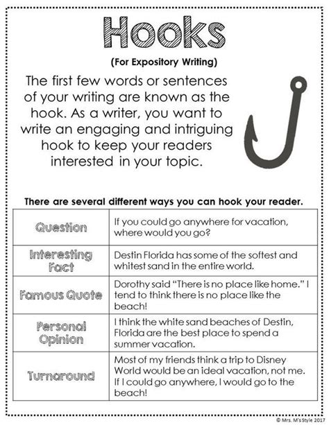 Hooks Worksheet For Elementary Students Reading And Writing Practice