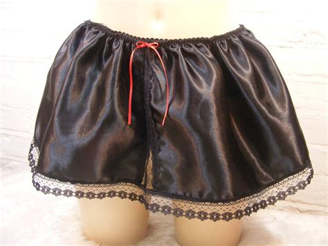 Ddld Sissy Black Satin Lace Mini Half Slip Petticoat Skirt Etsy Uk