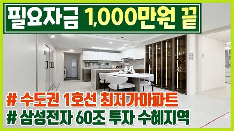 253 자금 1 000만원 끝 수도권 1호선 역세권 34평 미분양아파트 땡처리 삼성 60조 투자수혜지역 경기도 평택 충남 천안