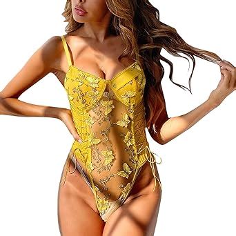 Lingerie Feminina De Renda Bordado De Flores E Borboletas Body