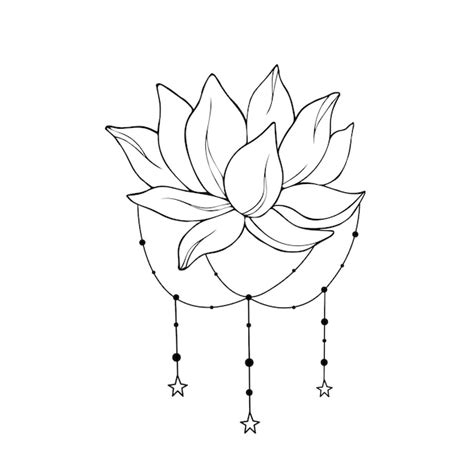 Premium Vector Celestial Lotus Boho Drawing