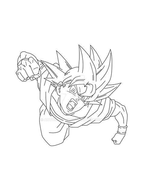 Super Saiyan God Goku State Of God Lineart By Anthonyjmo On Deviantart